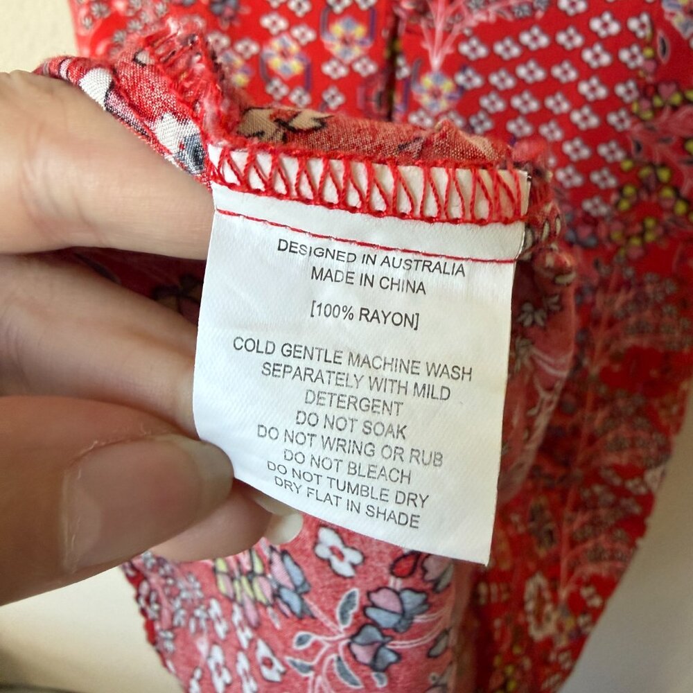 Abel The Label Anthropologie Red Floral Hi-Low Dress Size XS - Picture 5 of 6